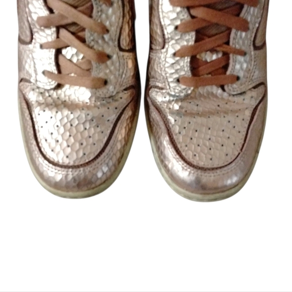 Nike Dunk Sky High Cut Out Metallic Pink Wedge Sneakers Size 7.5 Rare - Picture 5 of 13